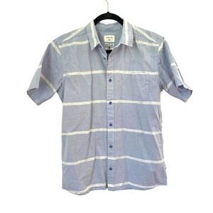 Quiksilver top mens blue white button down shirt sleeve NEW modern fit XLARGE